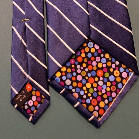 City of London Silk Blue with White stripe Tie - Picture 5 of 7